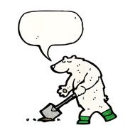 cartoon polar bear digging hole N3