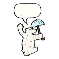 cartoon polar bear with umbrella N3