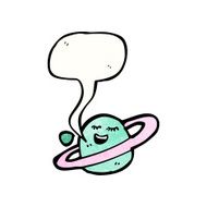 cartoon planet with speech bubble N2
