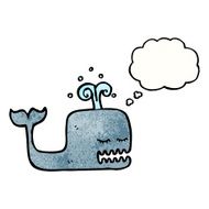 cartoon whale with thought bubble N59