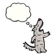 cartoon wolf with thought bubble N54
