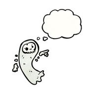 ghost with thought bubble cartoon N32
