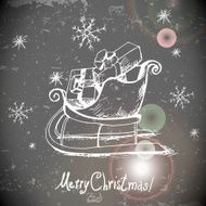 Vintage greeting card with Christmas sleigh