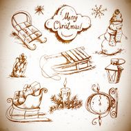 Hand-drawn New Year and Christmas set N2