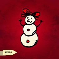Holiday card with sketch snowman