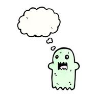 cartoon ghost with thought bubble N39