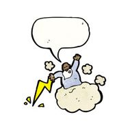 cartoon god on cloud with speech bubble N6
