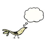 cartoon bird with thought bubble N429