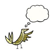 cartoon bird with thought bubble N431