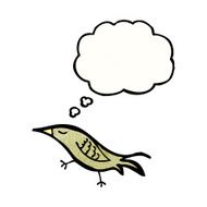 cartoon bird with thought bubble N432