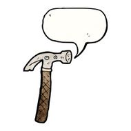 cartoon hammer with speech bubble N6