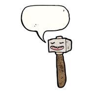cartoon hammer with speech bubble N8