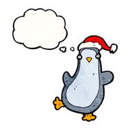 penguin with thought bubble cartoon N7