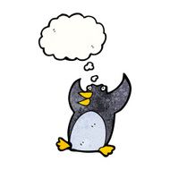 funny penguin cartoon with thought bubble N17