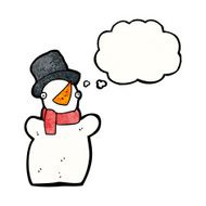 cartoon snowman with thought bubble N19