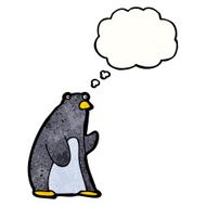 funny penguin cartoon with thought bubble N20