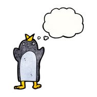 funny penguin cartoon with thought bubble N21