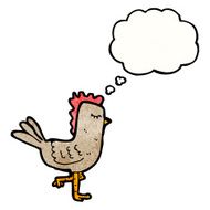 cartoon chicken with thought bubble N32