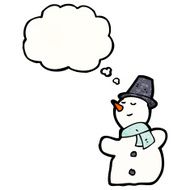 cartoon snowman with thought bubble N23