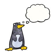 funny penguin cartoon with thought bubble N25