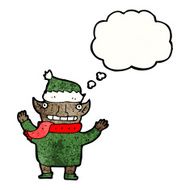 christmas elf with thought bubble N5