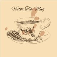 Tea mug and cake vintage style