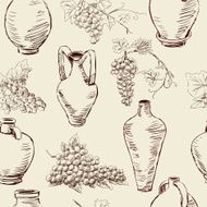 pattern with a grape and jugs