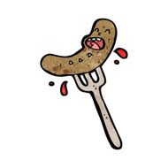 cartoon sausage on fork N19