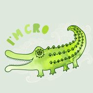 Cartoon crocodile illustration in watercolors N3