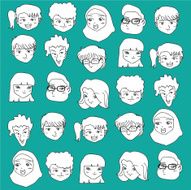 doodle happy face vector