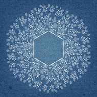 Banner on denim background with flowers N6