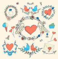 Vintage frames and hand-drawn Love decorative elements N10