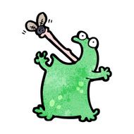 cartoon frog catching fly N21