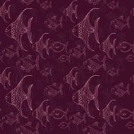 Contour of fishes on claret background