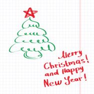 Sketchy Christmas tree vector illustration