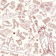 New York seamless doodles pattern N2