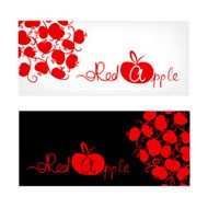 Black and white banner with red apple design