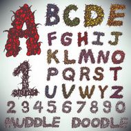 Hand drawing alphabet and numbers