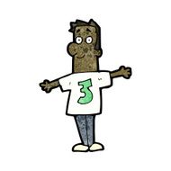 cartoon man in shirt with number three N2