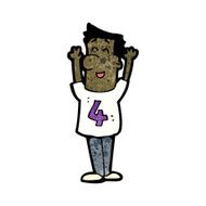 cartoon man in shirt with number four N3