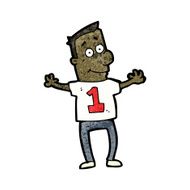 cartoon man in shirt with number one N5