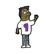 cartoon man in shirt with number nine N5