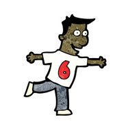 cartoon man in shirt with number six N5