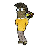 cartoon man with flowers N12