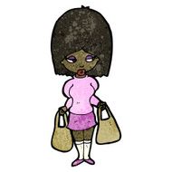 cartoon woman with shopping bags N11