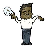 cartoon camp man with cup of tea N6