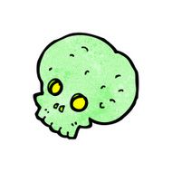 cartoon spooky green skull N13