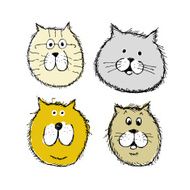 Cat and dogs faces sketch for your design