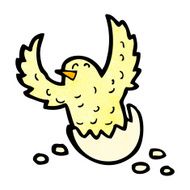 cartoon bird hatching from egg N5