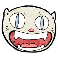 cartoon crazy cat face N4